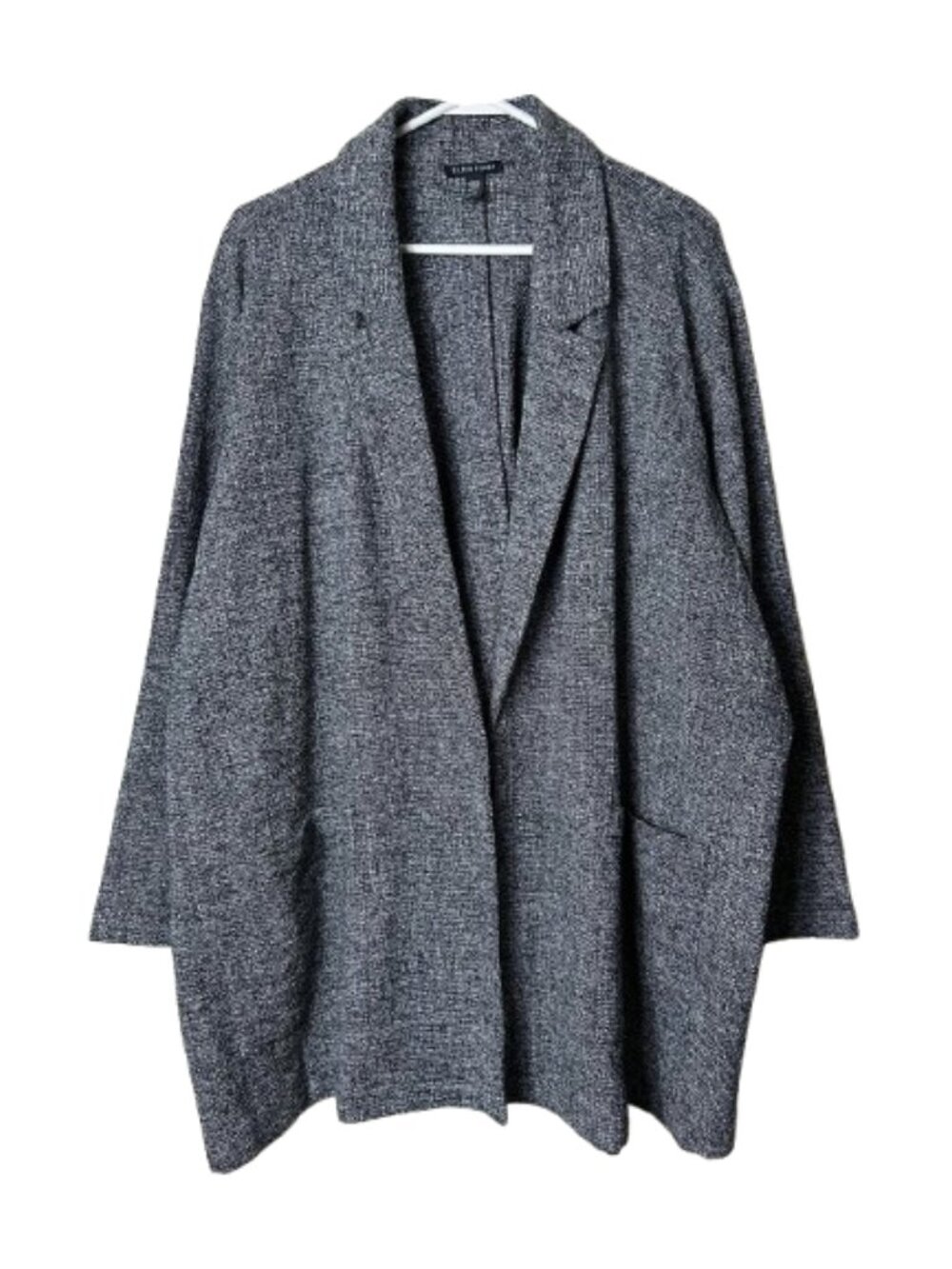 Eileen fisher black white blazer jacket front pockets womens 3X